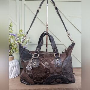 Coach Black and Brown Patchwork Shoulder Bag